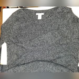 Womens H&M Black & Gold Sparkle High Low Sweater sz M